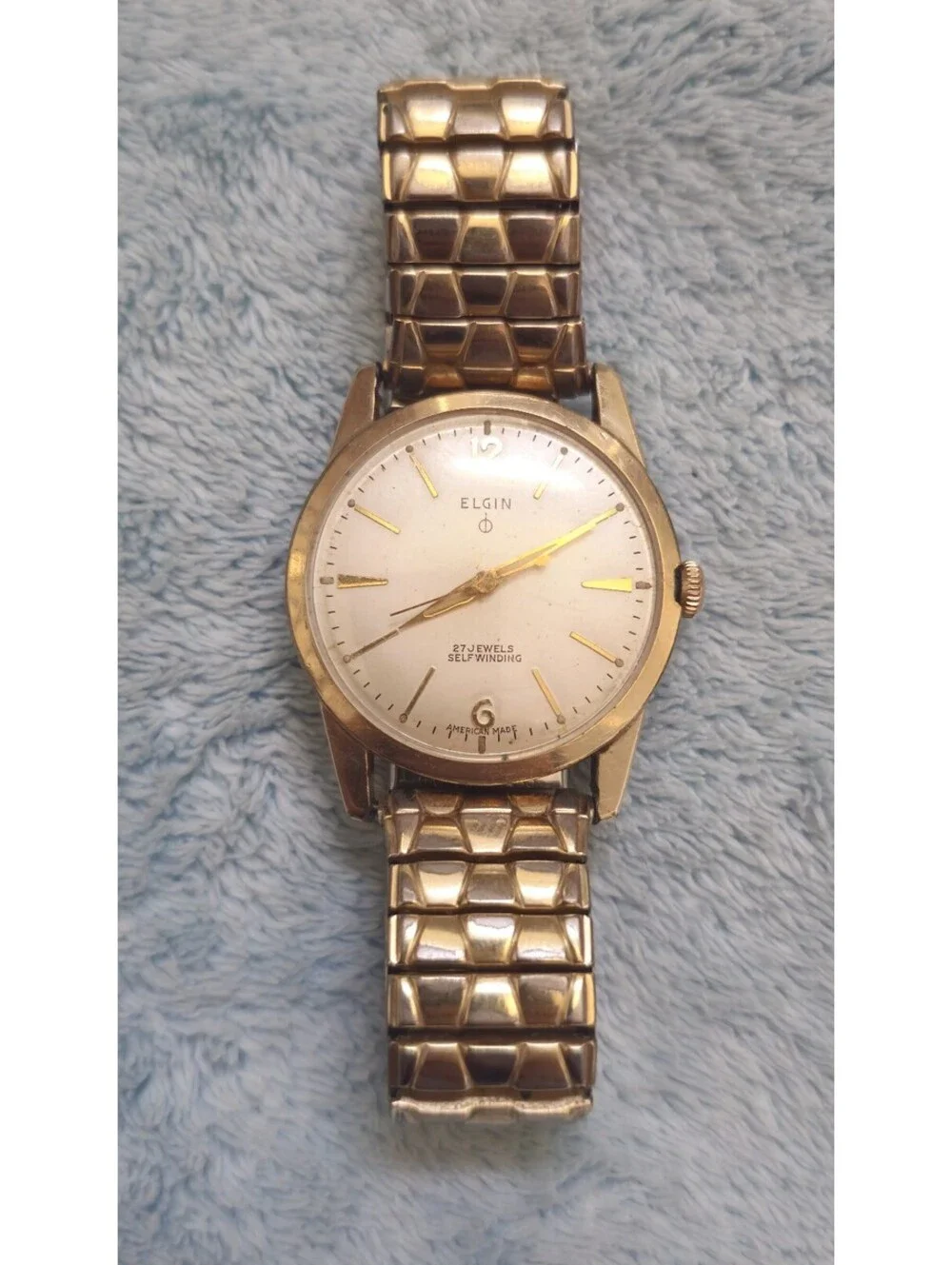 Vintage Elgin 27 Jewel Self Winding Men's Wristwatch 10k RGP Bezel  AS IS READ
